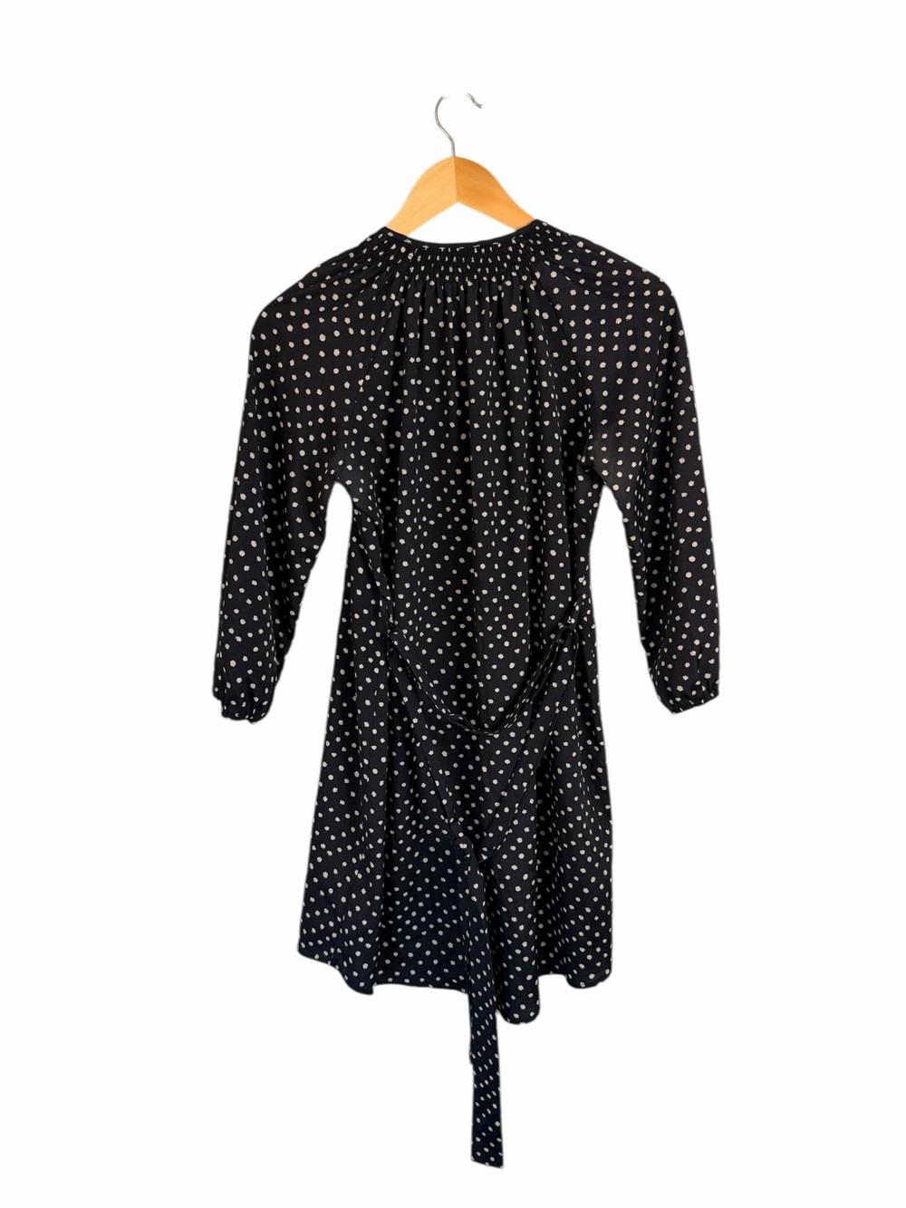 Anthropologie Maeve Navy Button Down Shirt Dress Polka Dot Belted Women's Small - Picture 4 of 11